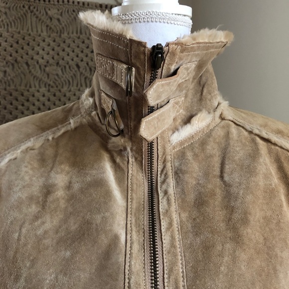 Wilsons Leather Tan Suede Fur Coat - Picture 4 of 7